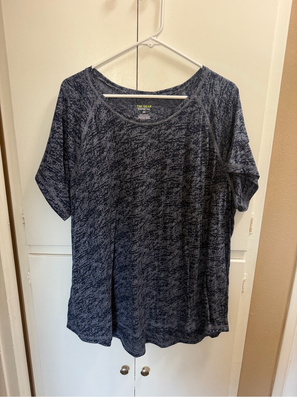 Tek Gear 2x Navy Marled Short Sleeve Performance Top